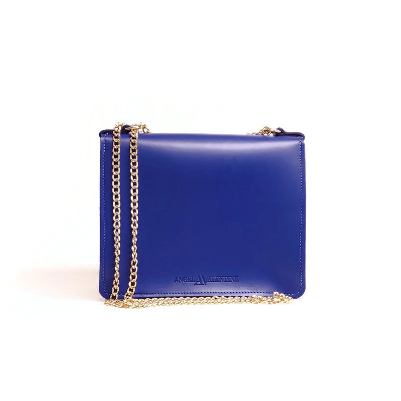Mini Crossbody Handbag Royal Blue Leather - Clouds Embroidery – Min & Mon