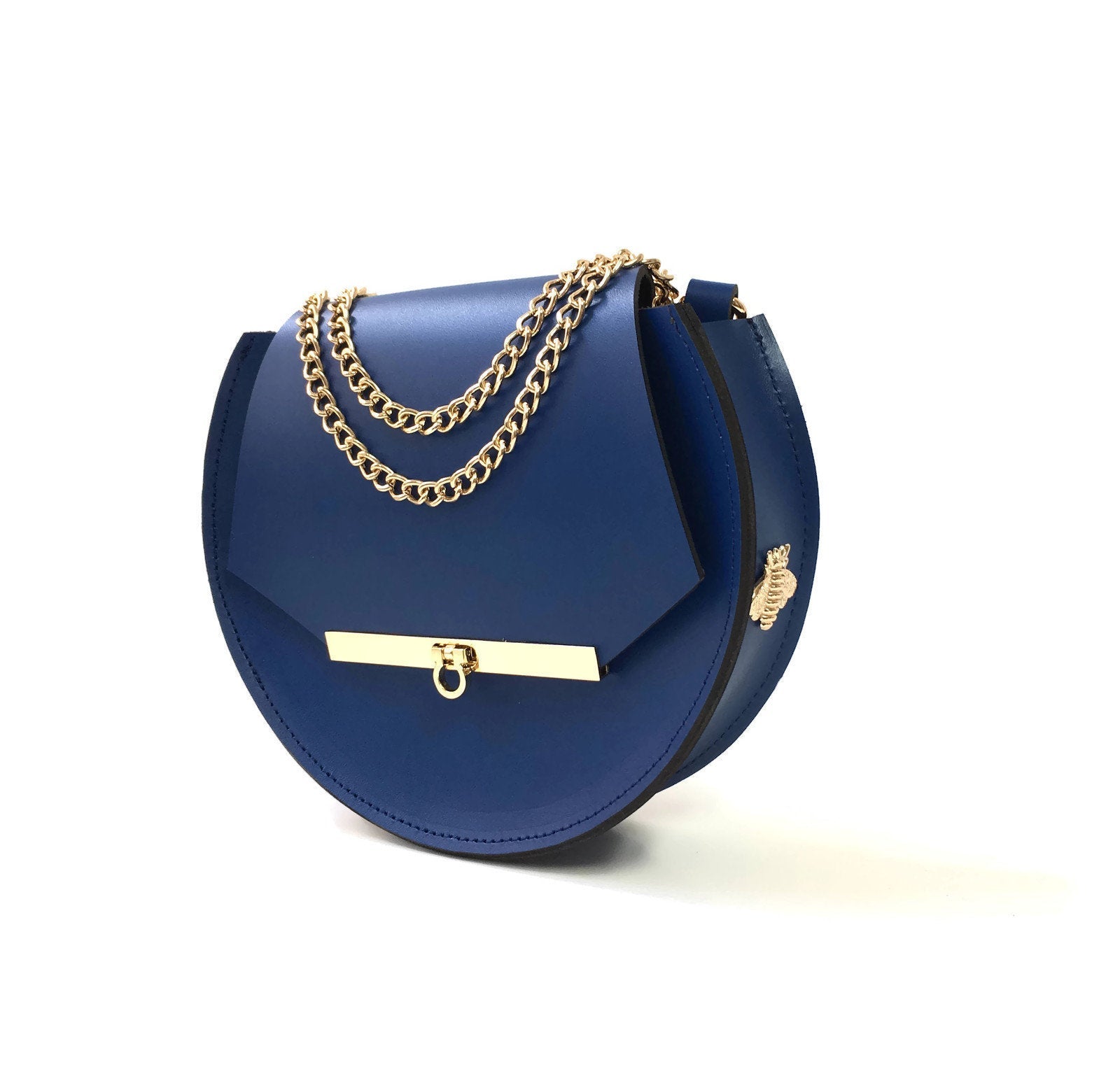 Kate Landry Royal Blue Purse, Hand Bag with Smoked See Through Diamond  Hole's | eBay